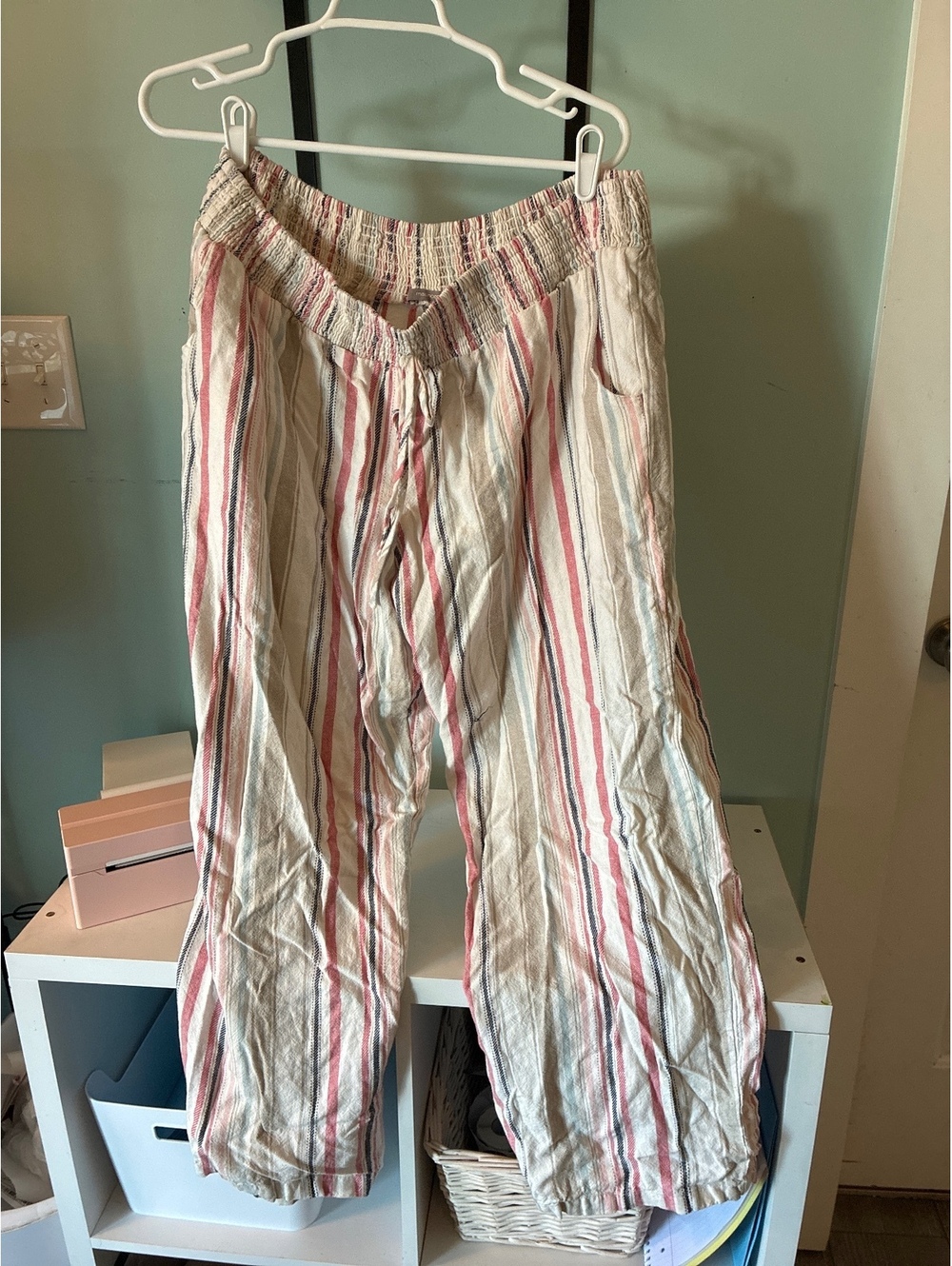 Maurices Women’s XL Striped Wide Leg Cropped Pants Smocked Waist Boho
